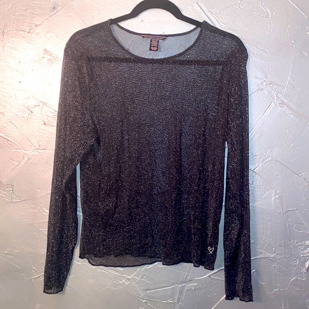 Victoria Secret Sheer Stretch Glitter Shirt Size M/L